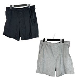 Eddie Bauer Lounge Cotton Drawstring Pull On Black Grey Shorts Large Lot of 2